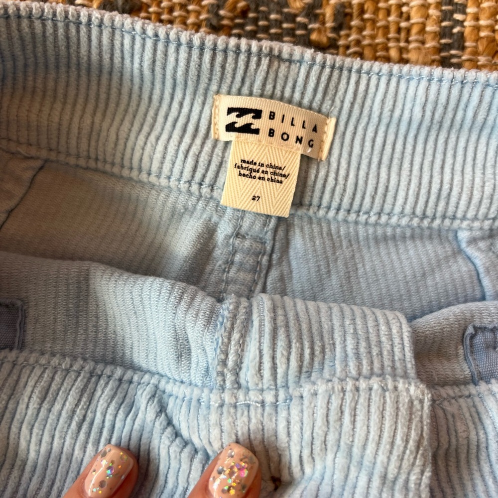 NWOT Billabong Light Blue Corduroy High Waist Women's Shorts - Picture 4 of 9